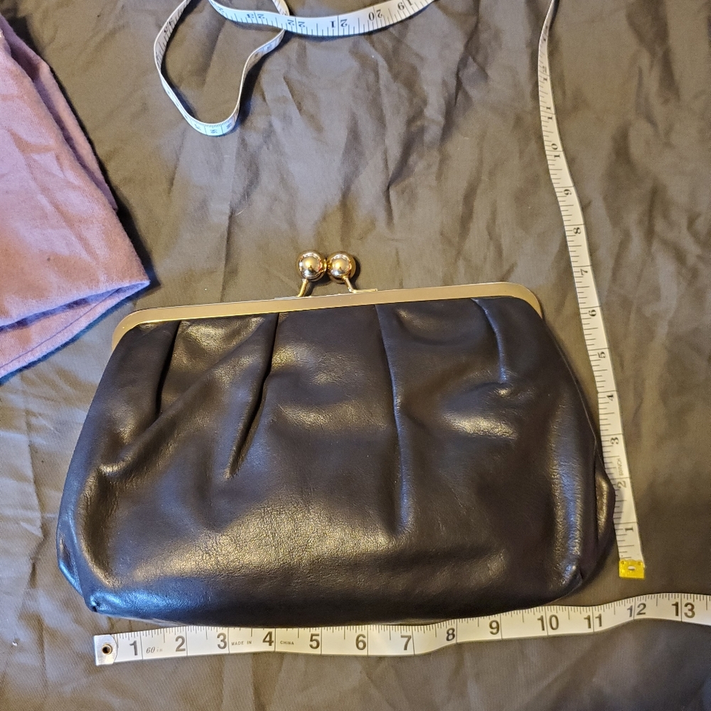 Goldenbleau Oversized Clutch - Black Leather